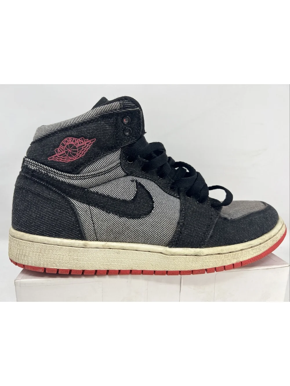 Nike Air Jordan 1 Retro Alarming Canvas Denim 440563-002 Youth Sz 7Y womens 8.5